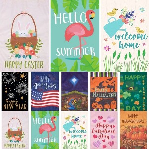 Juvale Set of 10 Assorted Garden Flags for All Seasons, Small Decorative Outside Christian Yard for Holiday, Fall Winter Spring Summer, 12x18 In - 1 of 4