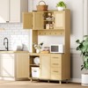 71in Tall Kitchen Pantry Cabinet, Rattan Boho Kitchen Hutch Cupboard Freestanding Storage Cabinet - 3 of 4