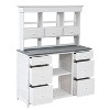Lorna Wooden Pitch Roof Patio Storage Sheds, Garden Potting Bench Table with Multiple Drawers and Shelves, Outdoor Furniture - Maison Boucle - 2 of 4