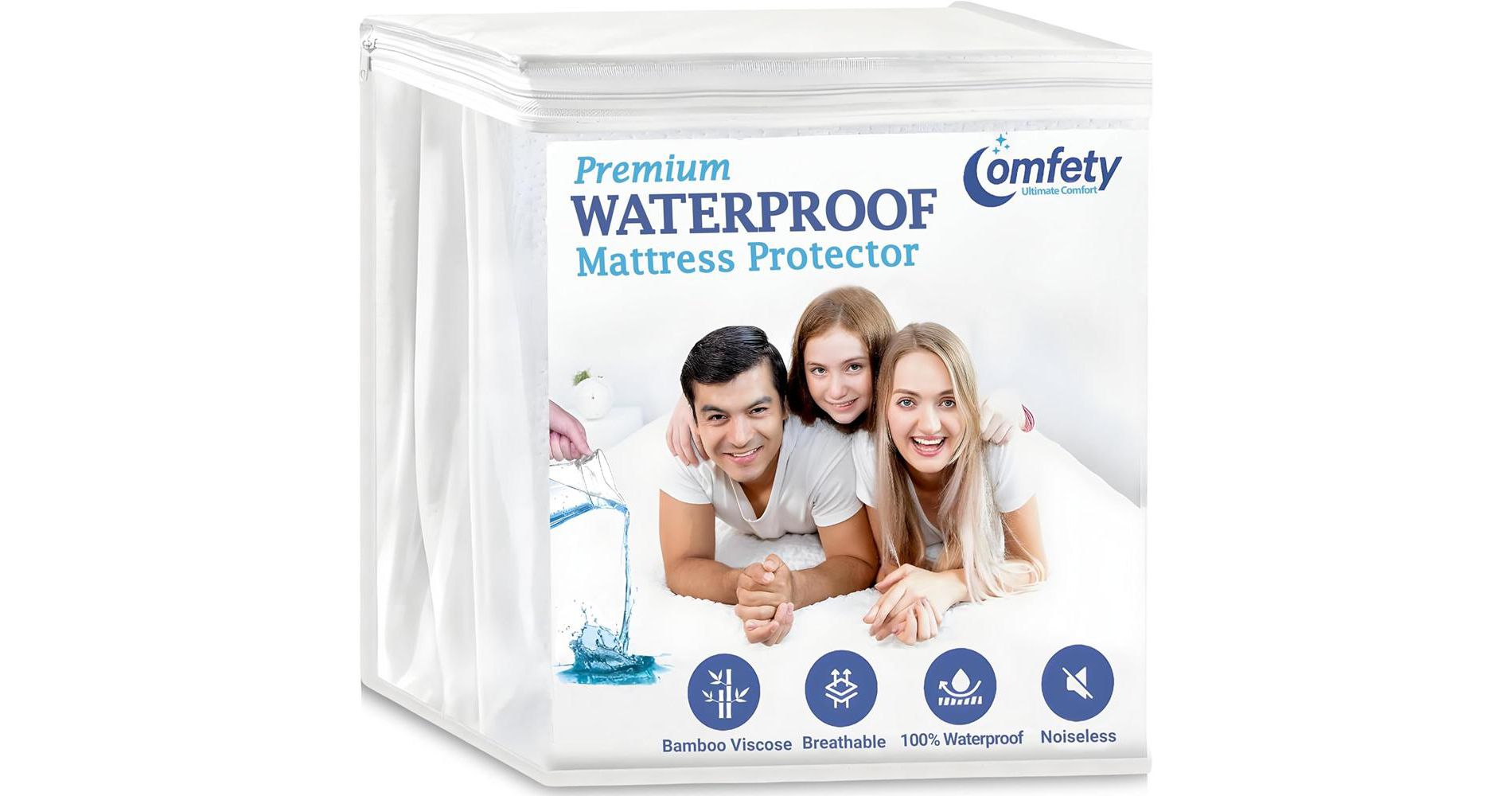 Waterproof Mattress Protector Bamboo Viscose, Ultra Soft Leak-Proof Mattress Cover - Hypoallergenic, Breathable, Crinkle Free & Noiseless