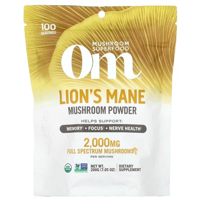 Om Mushrooms Organic Mushroom Powder, Lion's Mane, 7.05 oz ( 200 g)