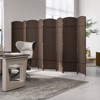 Tangkula 8-Panel Room Divider, 6 FT Tall Folding Privacy Screen w/ Hand-woven Friendly Plant Fibers & Solid Wood Frame Brown/Black - 4 of 4