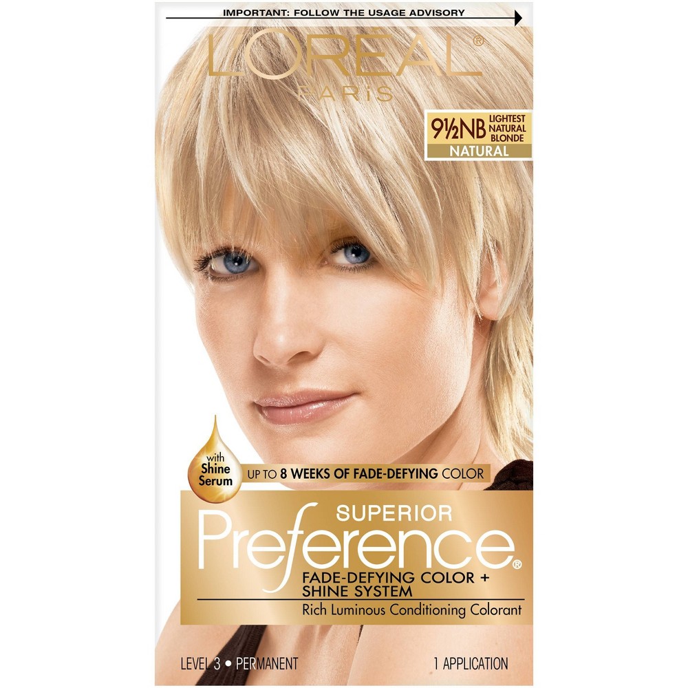 L'Oreal Paris Superior Preference Fade-Defying Color + Shine System - 18 fl oz - 9.5NB Lightest Natural Blonde - 1 Kit