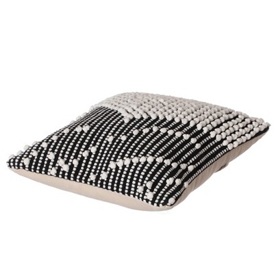 16'' Black and White Handwoven Cotton Throw Pillow