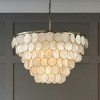 ALOADECOR W24'' 6 Lights Natural Coastal Capiz Shell Chandelier Farmhouse Tiered Seashells Light Fixture in Aged Bronze for Dining Room Bathroom - 3 of 4