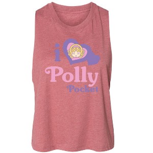 Women's Polly Pocket I Love Polly Pocket Graphic Racerback Tank - Heather Mauve - Small - 1 of 2
