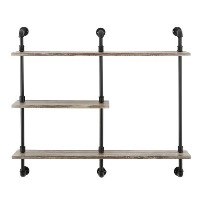 4-Tier Sienna Vertical Wall Shelf Unit Black/Rustic - Danya B.