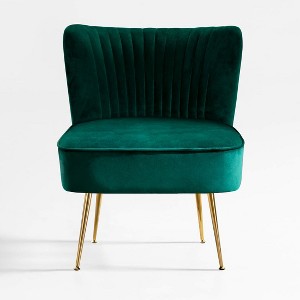 WestinTrends Phoebe Upholstered Tufted Velvet Accent Chair With Metal Leg - 1 of 4