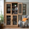 PexFix 31" Modern Wood Bookshelf Storage Cabinet with 2 Glass Door and Adjustable Shelf for Kitchen Bedroom Entryway Living Room Dinning Room Natural - 4 of 4