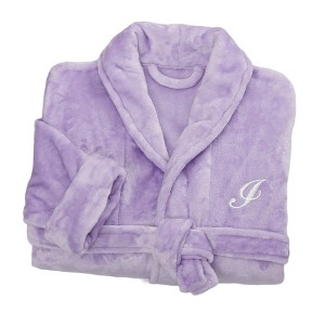 Personalization Mall Embroidered Short Fleece Robe - Purple - 1 of 1