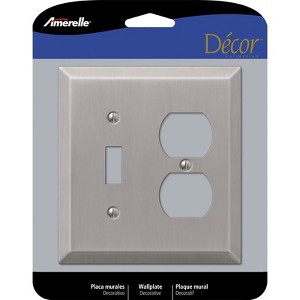 Amerelle Century Brushed Nickel 2 gang Stamped Steel Duplex/Toggle Wall Plate 1 pk - 1 of 1
