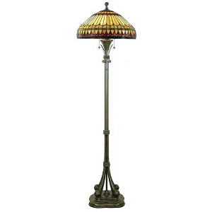 Quoizel Tiffany-Style Floor Lamp with Handcrafted Feather Glass Shade - 1 of 3
