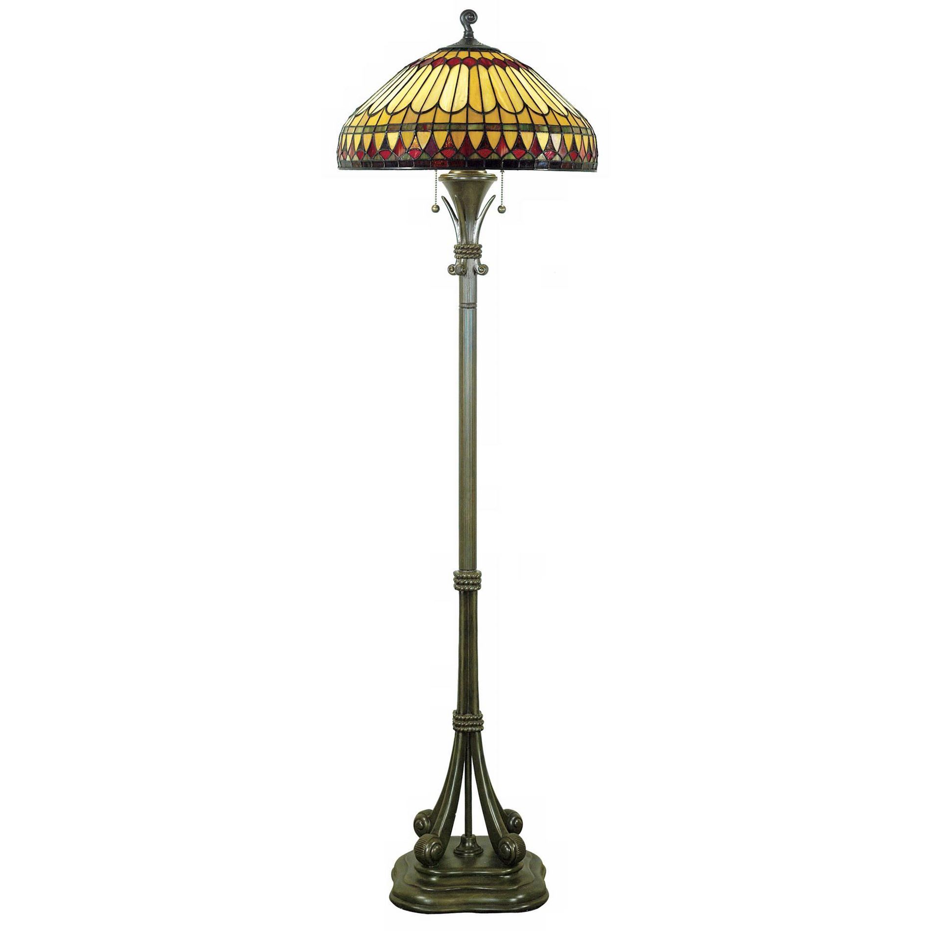 Quoizel Tiffany-Style Floor Lamp with Handcrafted Feather Glass Shade