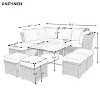 Nellie 9-Piece All-weather Rattan Patio Conversation Set with Wood Coffee Table, Outdoor Furniture - Maison Boucle - 4 of 4
