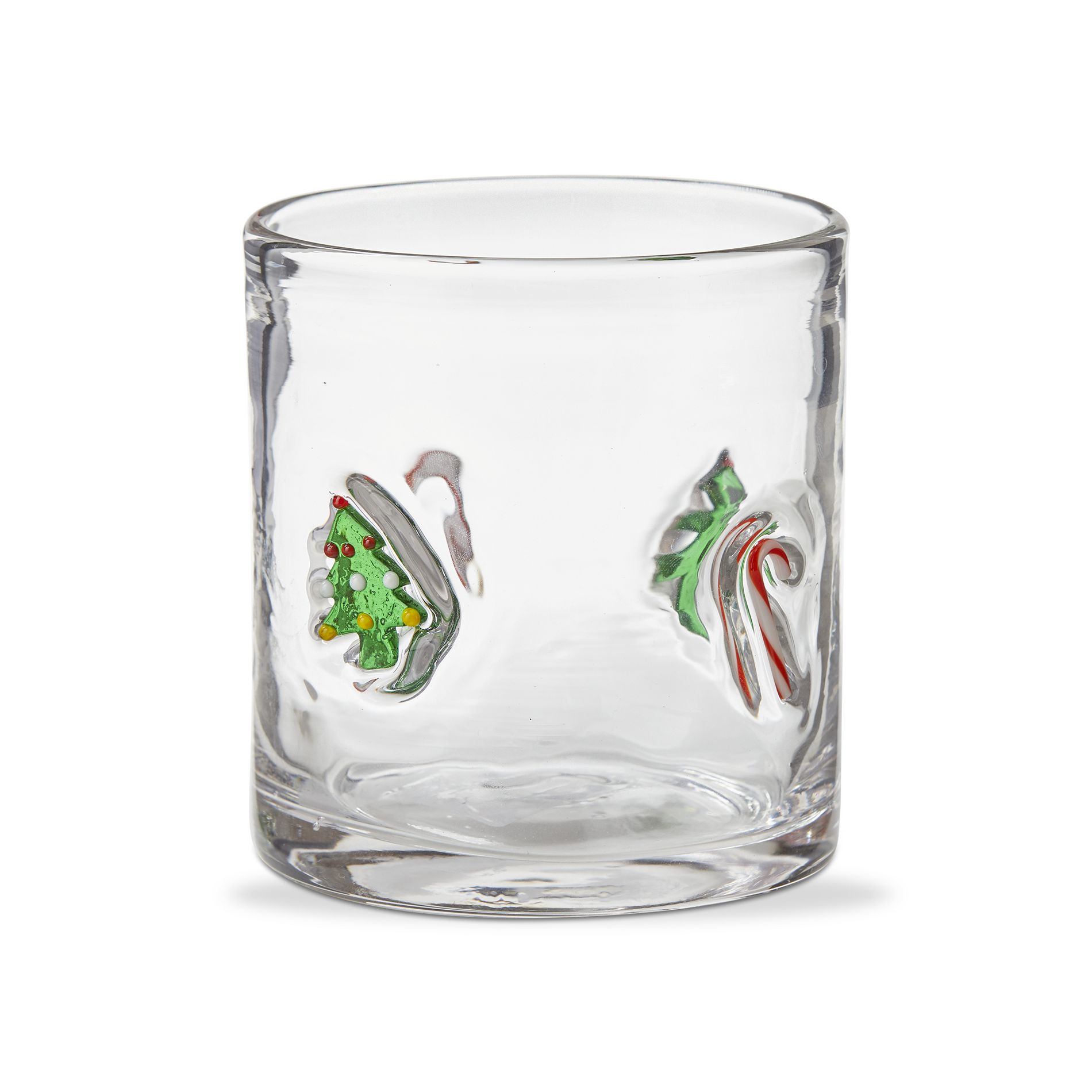 tag Christmas Tree & Candy Cane Double Old Fashioned Glasses - 16oz Drinkware, Multicolor, Hand Wash Only, Set of 2