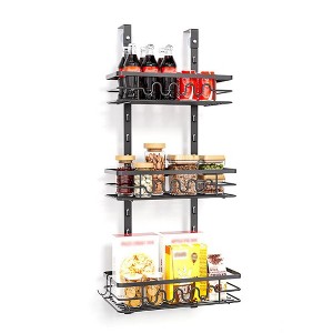 Over The Door Pantry Organizer,Hanging Basket Back Door Storage Rack Shelf,Metal Over The Door Shelves for Bathroom Kitchen Pantry Bedroom - 1 of 4