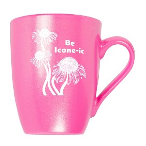 Elanze Designs Witty Floral Coffee Cup Mug 10 Ounce Ceramic With Shimmery Metallic Finish Be Icone-ic Coneflower Princess Pink - 1 of 4