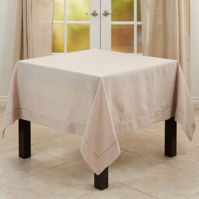 Taupe Hemstitch Border Square Polyester Tablecloth