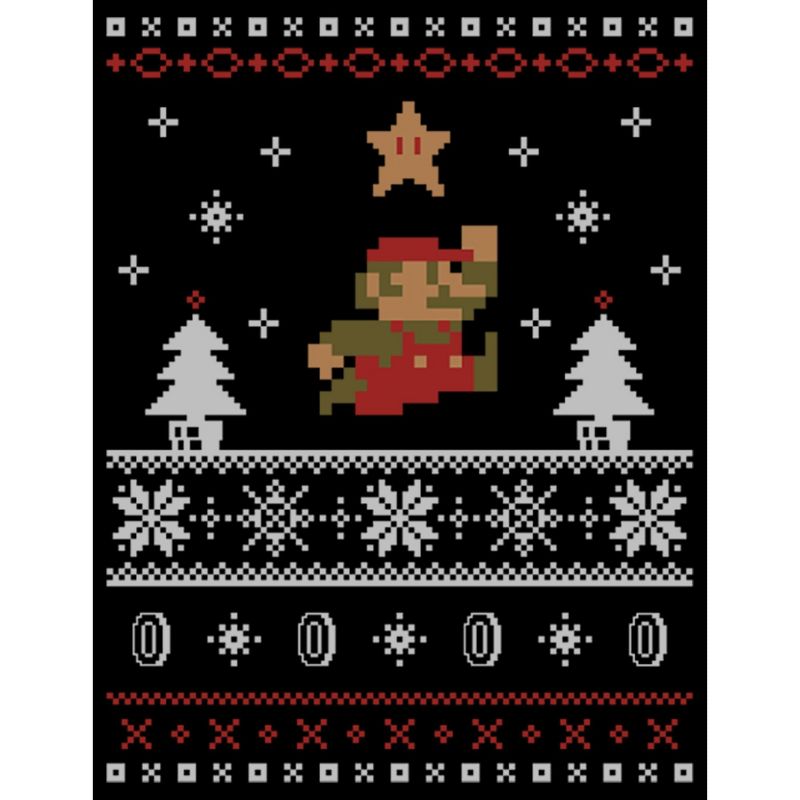 Men's Nintendo Ugly Christmas Mario Jump Star Pull Over Hoodie, 2 of 5