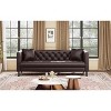 Coucheta 81" Leather Sofa Collection - Chesterfield Style 3-Seater with Deep Seats & 2 Pillows, Button Tufted Design, Multiple Colors - 3 of 4