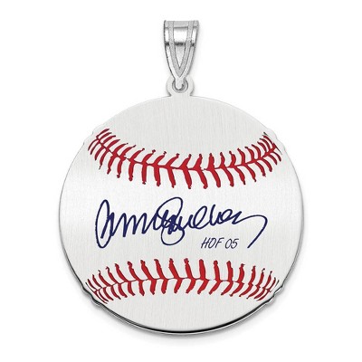 Black Bow Jewelry Sterling Silver Ryne Sandberg Signature MD Enamel Baseball Pendant