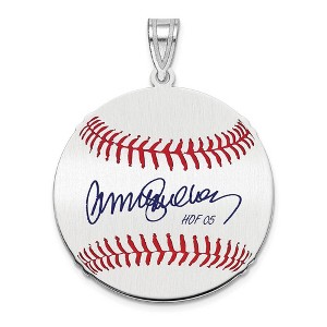 Black Bow Jewelry Sterling Silver Ryne Sandberg Signature MD Enamel Baseball Pendant - 1 of 4
