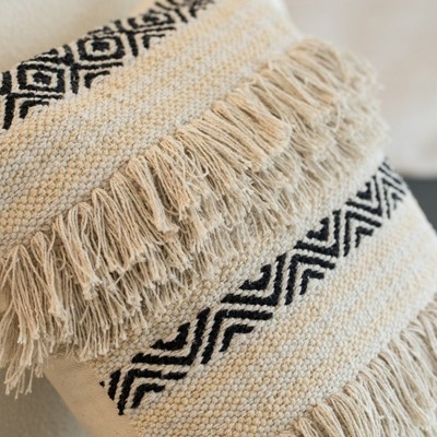 Handwoven 17" Cotton Euro Throw Pillow with Boho Design