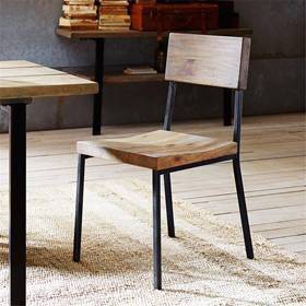 Tacoma Industrial Mindi Wood and Steel Side Chair, Set of 2