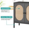 Whizmax 2 Set Sideboard Buffet Cabinet, Rattan Storage Cabinet with Adjustable Shelves for Dining Room, Kitchen, Living Room - Black - 4 of 4