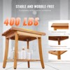 VEVOR Teak Shower Bench, 20 x 14.3 x 17.9 in, Waterproof Wood Shower Stool with Storage Shelf, 400 lbs Maximum Load Capacity, Natural Teak - 4 of 4