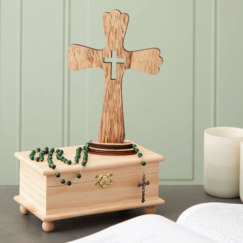 Juvale 3 Pack Catholic Wooden Cross Baptism Centerpieces for Tables, Communion, Home Decor, 6 x 9 In, 2 of 10