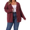 Women's Plus Size Button Down V Neck Long Sleeve Solid Casual Knit Cardigan - Agnes Orinda - 2 of 4