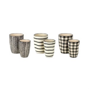 Black and Beige Wavy Dolomite Planters and Vases Set of 6 by Melrose - 1 of 3