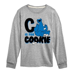 Boys' - Sesame Street - C Is For Cookie Long Sleeve Graphic T-Shirt - 1 of 3