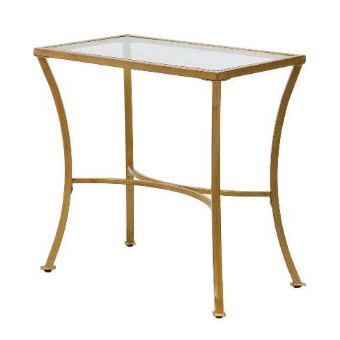 Palin Glass Top Accent Table Antique Gold - Carolina Chair & Table - image 1 of 4
