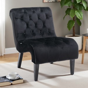 Velvet Armless Accent Chair with Button Tufted Upholstery - 1 of 4