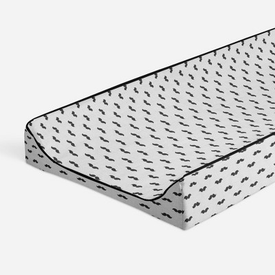 Bacati - Mustache Quilted Muslin Changing Pad Cover Black