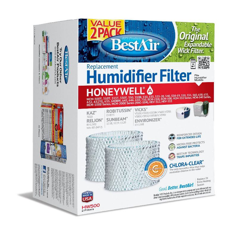 BestAir 2pk HW500 Humidifier Replacement Filter for Honeywell Humidifiers, 2 of 5