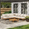 Scott Living Sacova Outdoor Acacia Wood V Shape Seating Set, Teak Finish Frame with Beige Cushion - 2 of 4