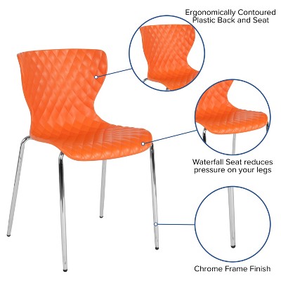Lowell Orange Metal Stacking Dining Chair