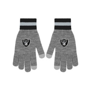 NFL Las Vegas Raiders Gray Big Logo Glove: Adult Knit Team Mittens - 1 of 4