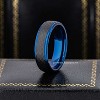 Jewelry Avalanche 6mm Stepped Black & Blue IP Hammered Tungsten Carbide Mens Womens Wedding Band - 2 of 4