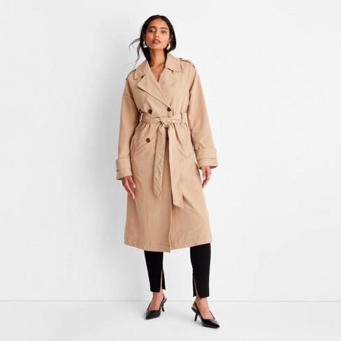 Women s Classic Trench Coat A New Day Tan M Target