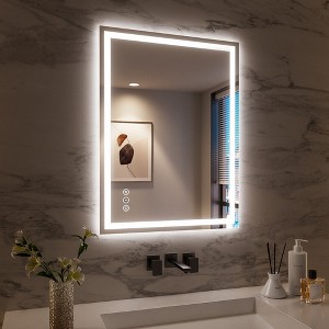 FONTOI Frameless Anti Fog Bathroom Mirror with Corrosion Resistant Surface Clear Tempered Glass Reflection for Home Hotel, White, 24"*32"*2.68" - 1 of 4
