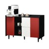 MAYEERTY Sideboard Buffet Cabinet, Black Storage with Red Doors, 2 Drawers, 2 Open Compartments & Unique Panel, Modern Coffee Bar for Kitchen/Dining - 4 of 4