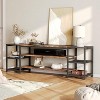 ORRD TV Stand for 85+ Inch TVs, 78.7" Extra Long Modern Farmhouse Entertainment Center with 3 Tiers, Metal Mesh Doors & Steel Frame, Brown & Black - 3 of 4