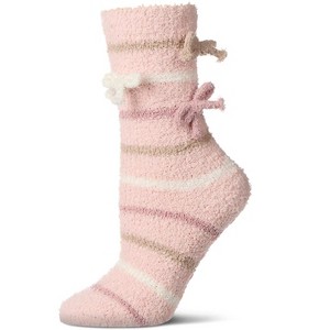 Memoi Women's Triple Bow Extra-Plush Non-Skid Cozy Crew Sock - 1 of 4