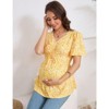 Coolmee Women's Short Sleeve V Neck Tops Blouses Ruffle Hem Tie Front Crop Summer Tops - 4 of 4