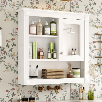 Grungis Wall Mounted Bathroom Storage Cabinet,32'' Medicine Cabinet with Mirror and 4 Shelves,Storage Cabinet for Bathroom