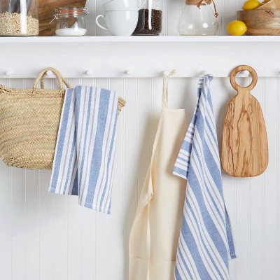 Morris Stripe Cotton Kitchen Towel 2pc Set Blue - Martha Stewart